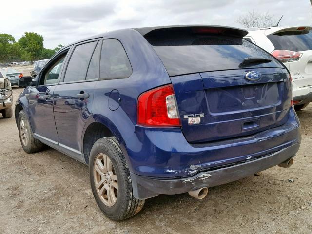 2FMDK3GC6BBB08620 - 2011 FORD EDGE SE BLUE photo 3