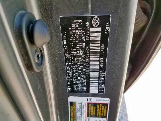 4T1BB46KX9U085434 - 2009 TOYOTA CAMRY HYBR GRAY photo 10