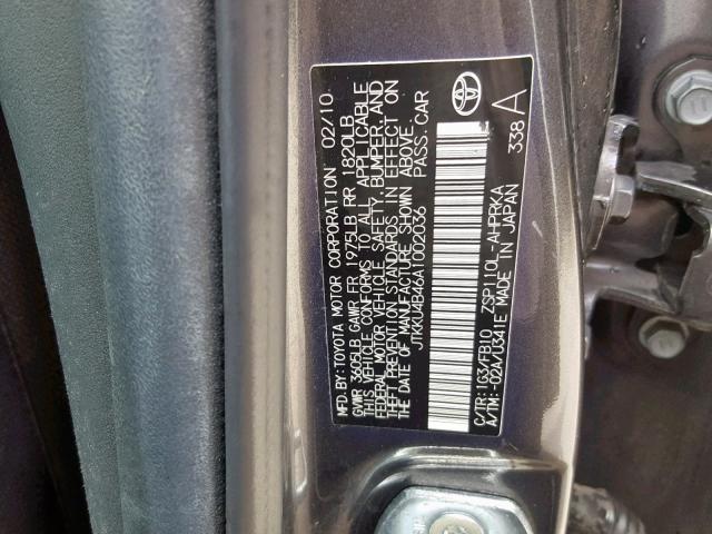 JTKKU4B46A1002036 - 2010 TOYOTA SCION XD GRAY photo 10