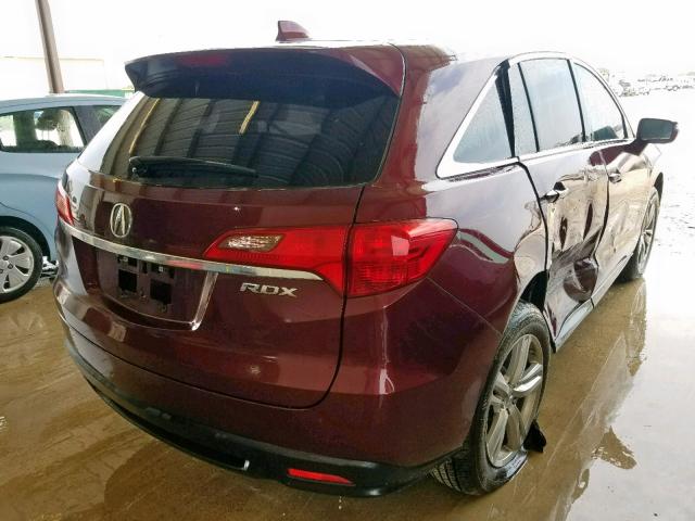 5J8TB3H57FL007593 - 2015 ACURA RDX TECHNO MAROON photo 4