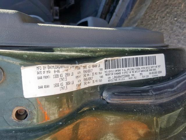 1J8HG48NX7C530094 - 2007 JEEP COMMANDER GREEN photo 10