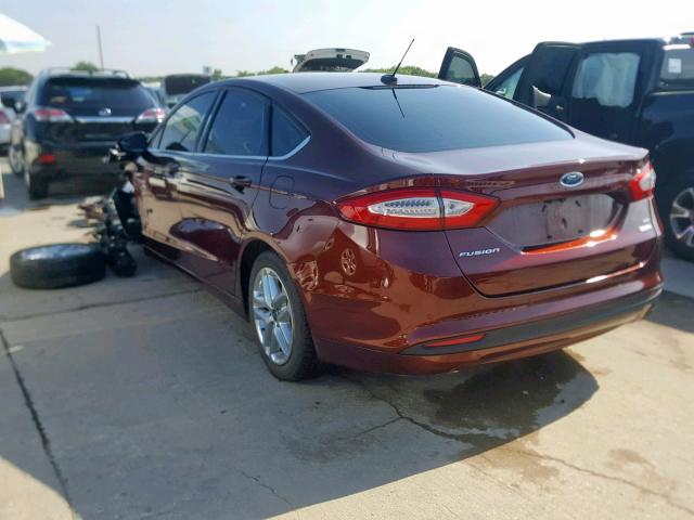 3FA6P0HD7GR383609 - 2016 FORD FUSION SE BURGUNDY photo 3