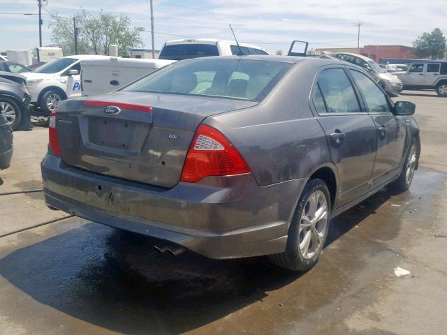 3FAHP0HA4CR177916 - 2012 FORD FUSION SE GRAY photo 4