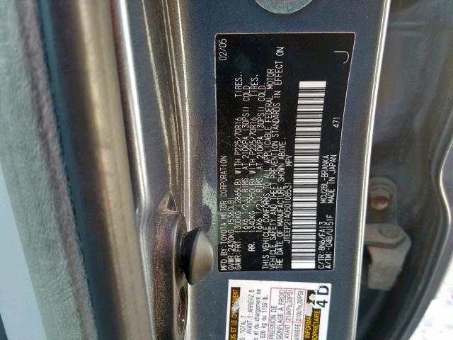 JTEEP21A050108531 - 2005 TOYOTA HIGHLANDER BLUE photo 10