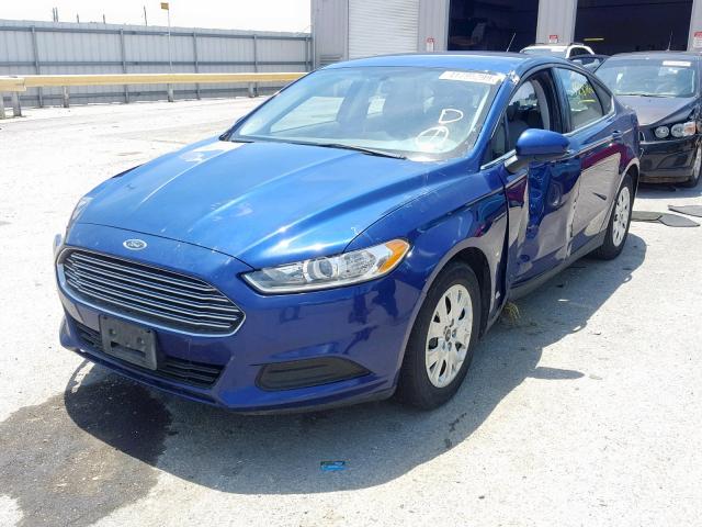 3FA6P0G73ER255277 - 2014 FORD FUSION S BLUE photo 2