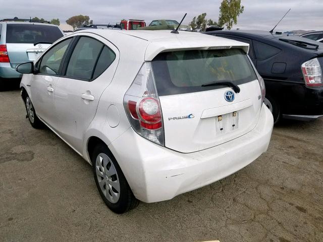 JTDKDTB34D1550288 - 2013 TOYOTA PRIUS C WHITE photo 3