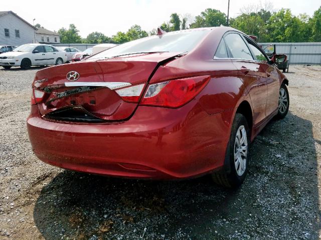 5NPEB4AC6BH111383 - 2011 HYUNDAI SONATA GLS BURGUNDY photo 4