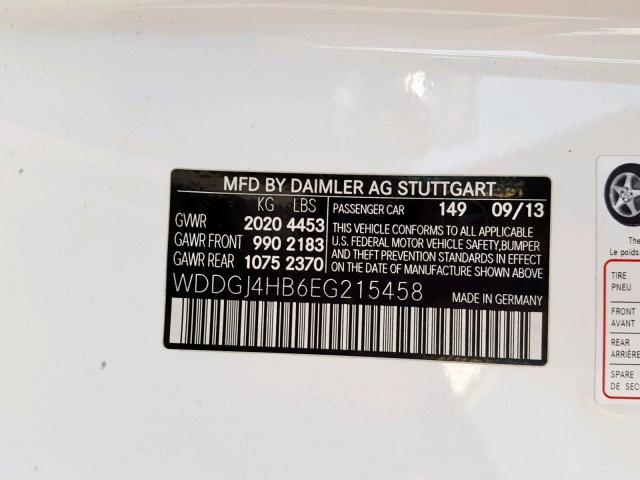 WDDGJ4HB6EG215458 - 2014 MERCEDES-BENZ C 250 WHITE photo 10