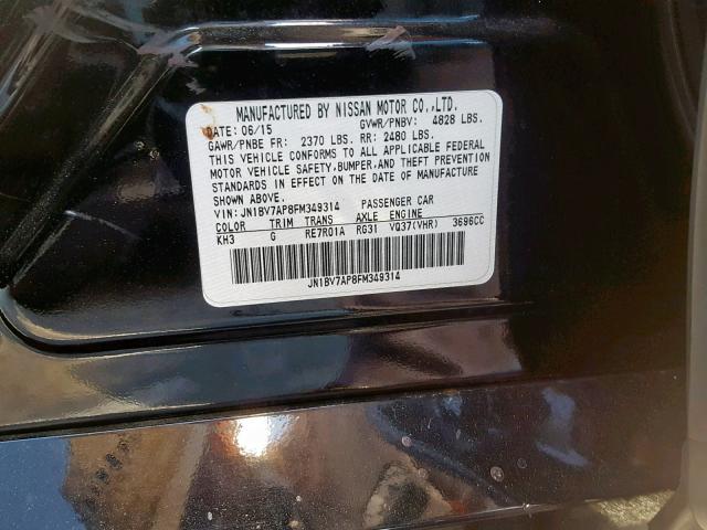 JN1BV7AP8FM349314 - 2015 INFINITI Q50 BASE BLACK photo 10