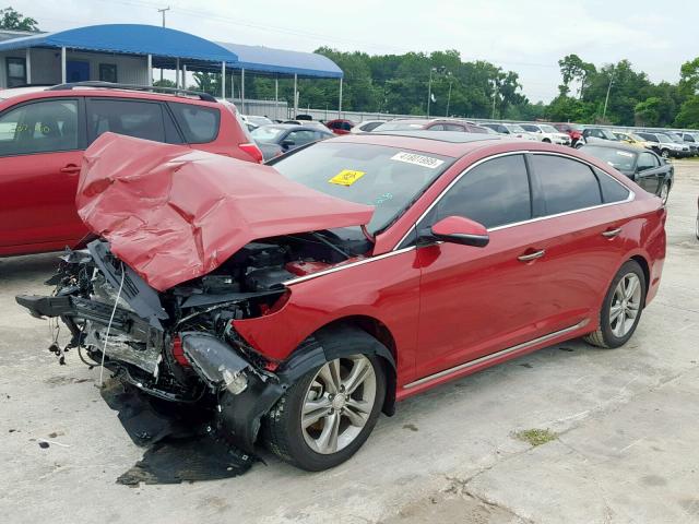 5NPE34AF8JH670228 - 2018 HYUNDAI SONATA SPO RED photo 2