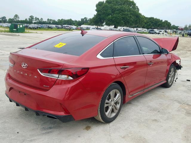 5NPE34AF8JH670228 - 2018 HYUNDAI SONATA SPO RED photo 4