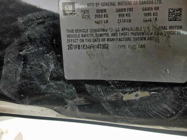 2G1FB1E34F9147362 - 2015 CHEVROLET CAMARO LS BLACK photo 10