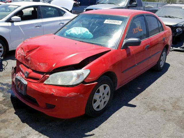 1HGES16345L020315 - 2005 HONDA CIVIC DX V RED photo 2