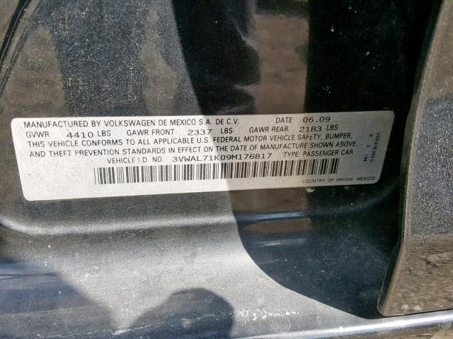 3VWAL71K09M176817 - 2009 VOLKSWAGEN JETTA TDI BLACK photo 10