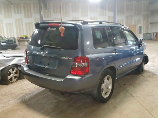 JTEEP21A840061893 - 2004 TOYOTA HIGHLANDER BLUE photo 4