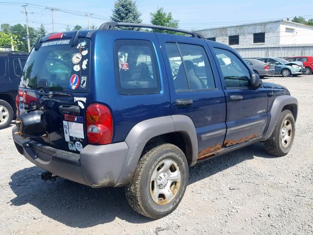 1J4GL48K54W247773 - 2004 JEEP LIBERTY SP BLUE photo 4