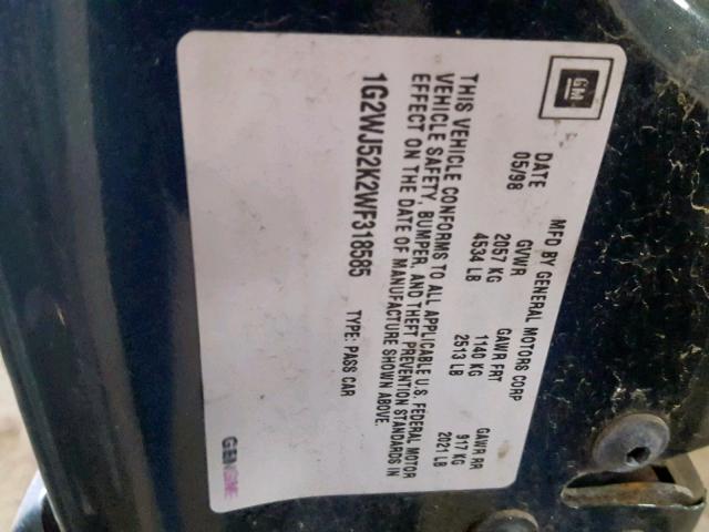 1G2WJ52K2WF318585 - 1998 PONTIAC GRAND PRIX GREEN photo 10