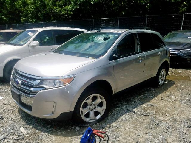 2FMDK4JC4DBC27154 - 2013 FORD EDGE SEL SILVER photo 2