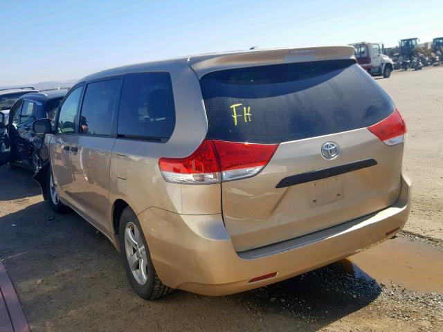 5TDZK3DC3DS301193 - 2013 TOYOTA SIENNA GOLD photo 3