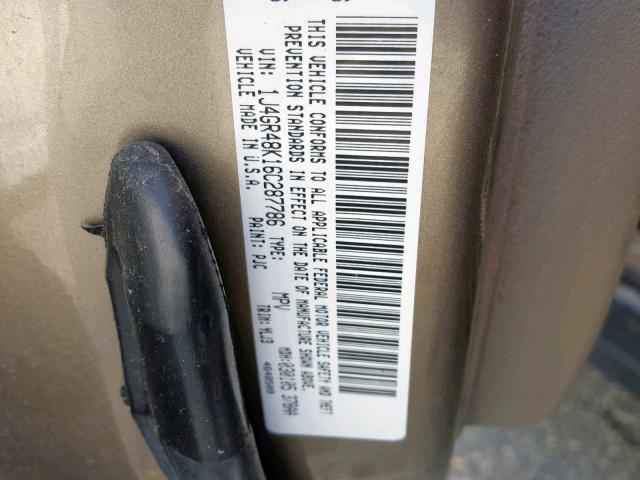 1J4GR48K16C287786 - 2006 JEEP GRAND CHER GRAY photo 10