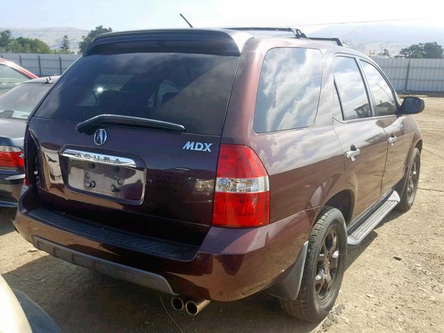 2HNYD188X1H514775 - 2001 ACURA MDX TOURIN BURGUNDY photo 4