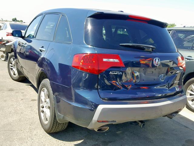 2HNYD28279H522054 - 2009 ACURA MDX BLUE photo 3