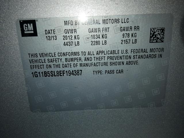 1G11B5SL8EF194387 - 2014 CHEVROLET MALIBU LS 银色 照片 10