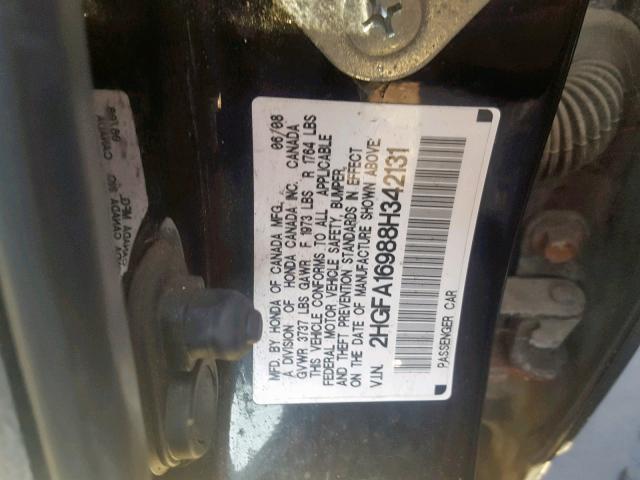 2HGFA16988H342131 - 2008 HONDA CIVIC EXL BLACK photo 10