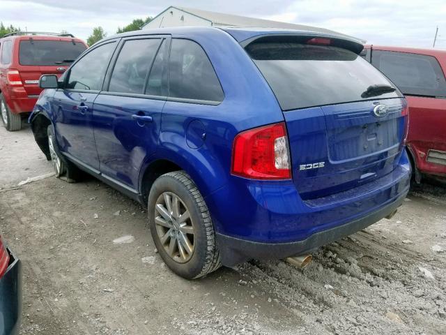 2FMDK3JC0DBB92073 - 2013 FORD EDGE SEL BLUE photo 3