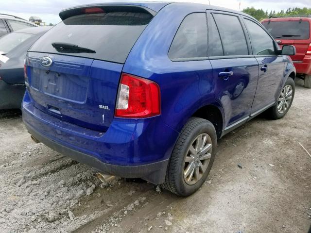 2FMDK3JC0DBB92073 - 2013 FORD EDGE SEL BLUE photo 4