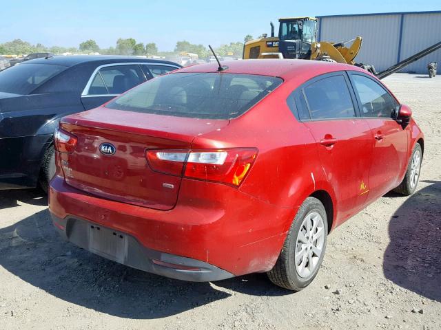 KNADM4A30E6400180 - 2014 KIA RIO LX RED photo 4