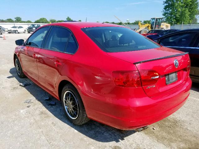 3VW2K7AJ6DM451789 - 2013 VOLKSWAGEN JETTA BASE RED photo 3