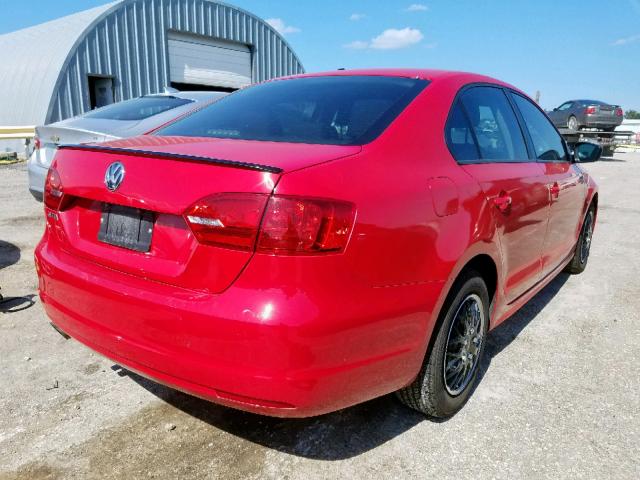 3VW2K7AJ6DM451789 - 2013 VOLKSWAGEN JETTA BASE RED photo 4