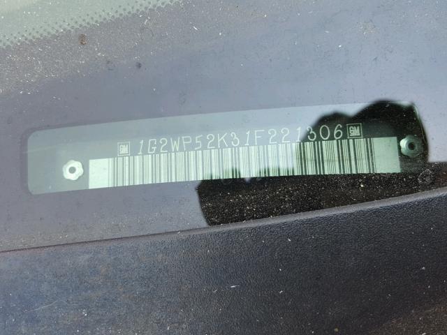 1G2WP52K31F221306 - 2001 PONTIAC GRAND PRIX BLUE photo 10