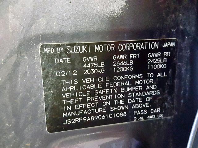 JS2RF9A89C6101088 - 2012 SUZUKI KIZASHI SP GRAY photo 10