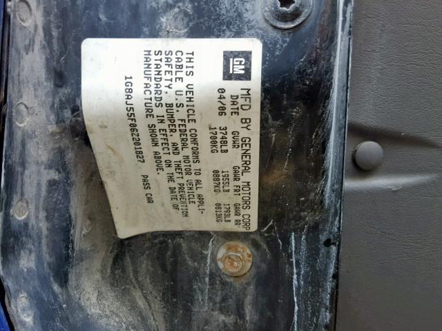 1G8AJ55F06Z201827 - 2006 SATURN ION LEVEL BLUE photo 10