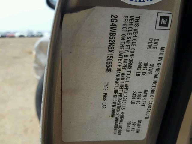 2G4WB52K8X1505648 - 1999 BUICK REGAL LS GOLD photo 10