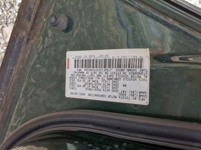 JT6GF10U3Y0046334 - 2000 LEXUS RX 300 GREEN photo 10