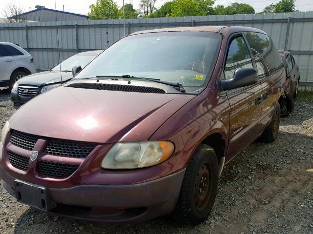 1B4GP25B91B189685 - 2001 DODGE CARAVAN SE MAROON photo 2