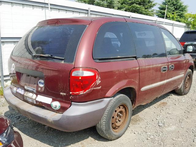 1B4GP25B91B189685 - 2001 DODGE CARAVAN SE MAROON photo 4