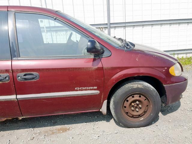 1B4GP25B91B189685 - 2001 DODGE CARAVAN SE MAROON photo 9