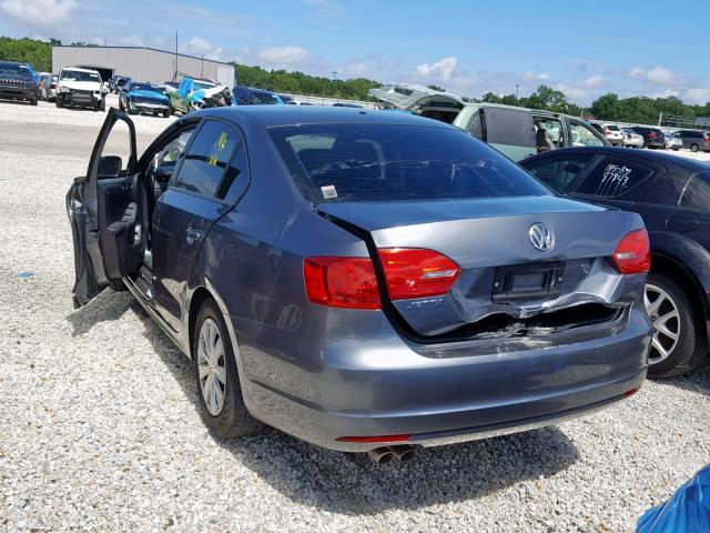 3VW1K7AJ6EM435833 - 2014 VOLKSWAGEN JETTA BASE GRAY photo 3