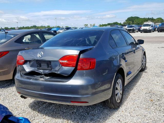 3VW1K7AJ6EM435833 - 2014 VOLKSWAGEN JETTA BASE GRAY photo 4