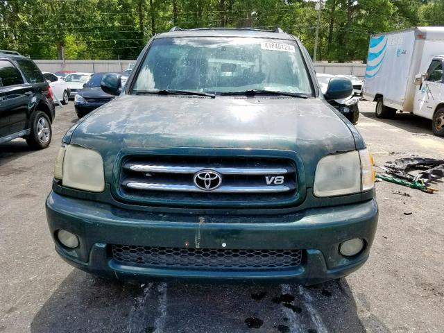 5TDZT38A91S048575 - 2001 TOYOTA SEQUOIA LI GREEN photo 9