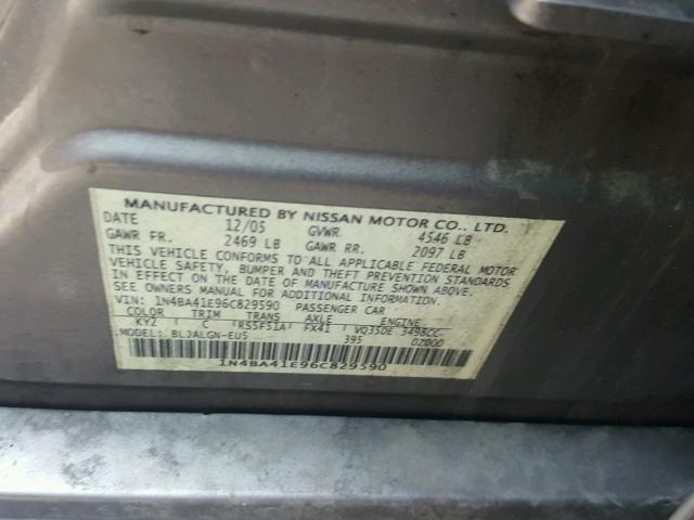 1N4BA41E96C829590 - 2006 NISSAN MAXIMA SE GOLD photo 10