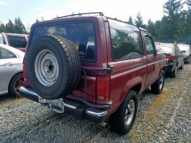 1FMCU14T2JUA83707 - 1988 FORD BRONCO II BURGUNDY photo 4