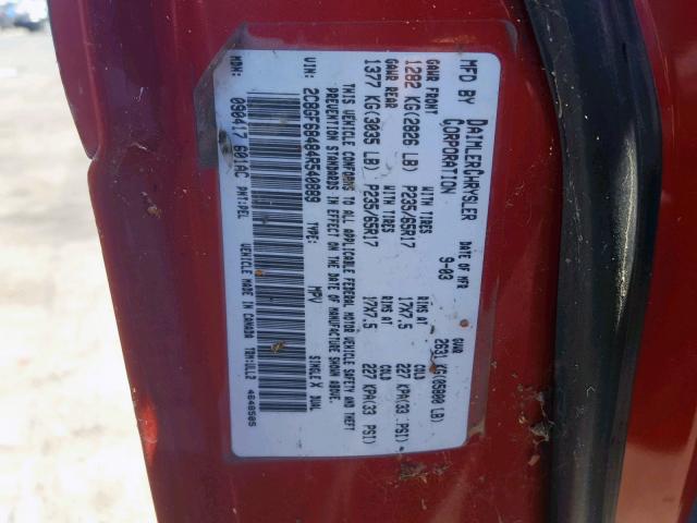 2C8GF68484R540889 - 2004 CHRYSLER PACIFICA RED photo 10