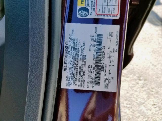 3LNDL2L35CR837126 - 2012 LINCOLN MKZ HYBRID BURGUNDY photo 10