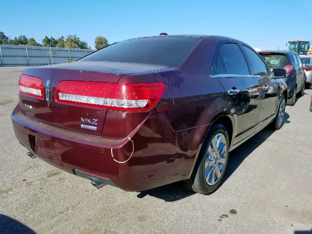 3LNDL2L35CR837126 - 2012 LINCOLN MKZ HYBRID BURGUNDY photo 4