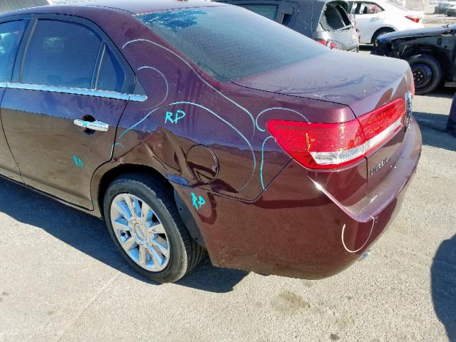 3LNDL2L35CR837126 - 2012 LINCOLN MKZ HYBRID BURGUNDY photo 9